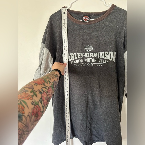Gaslight Morden, Manitoba Harley Davidson Two Toned Tshirt - Picture 2 of 7